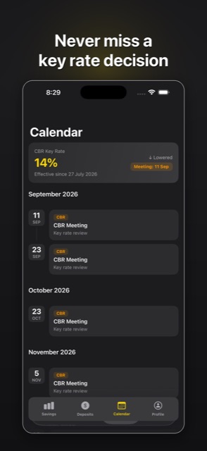 Economic calendar of Bank of Russia key rate meetings
